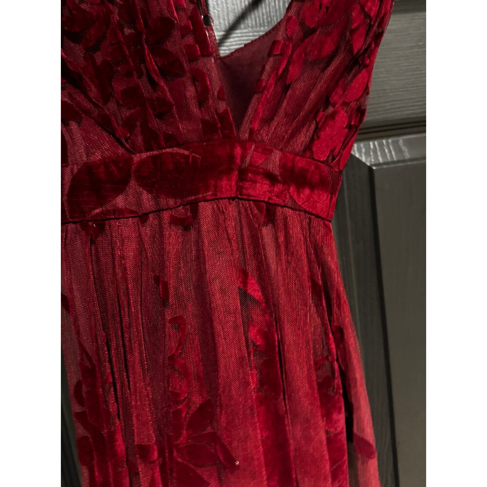 Windsor Burgundy Lace Maxi Dress S Deep V Prom Formal Wedding Guest Sexy - Picture 3 of 8